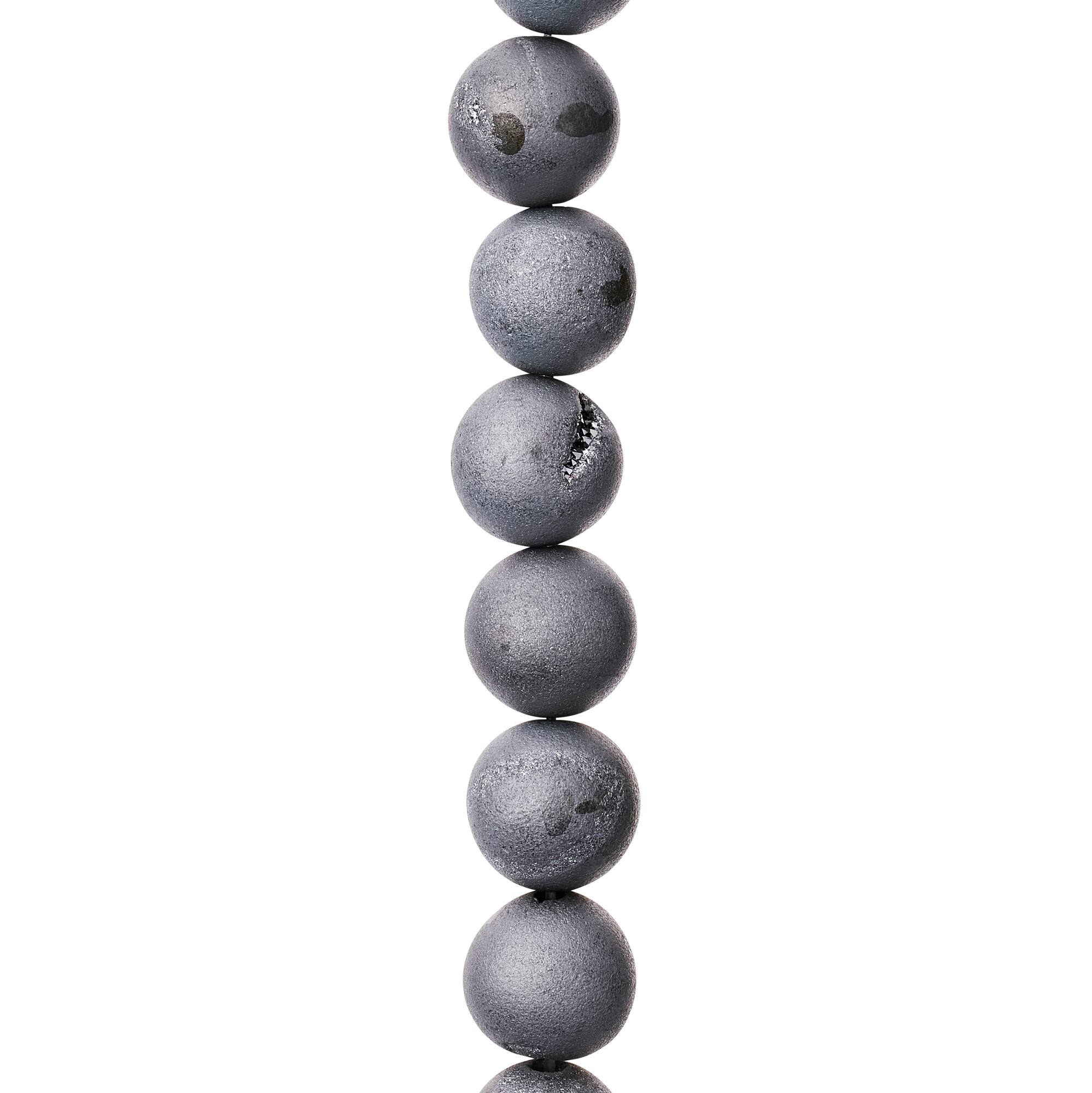 Silver Druzy Agate Stone Beads, 10mm by Bead Landing™